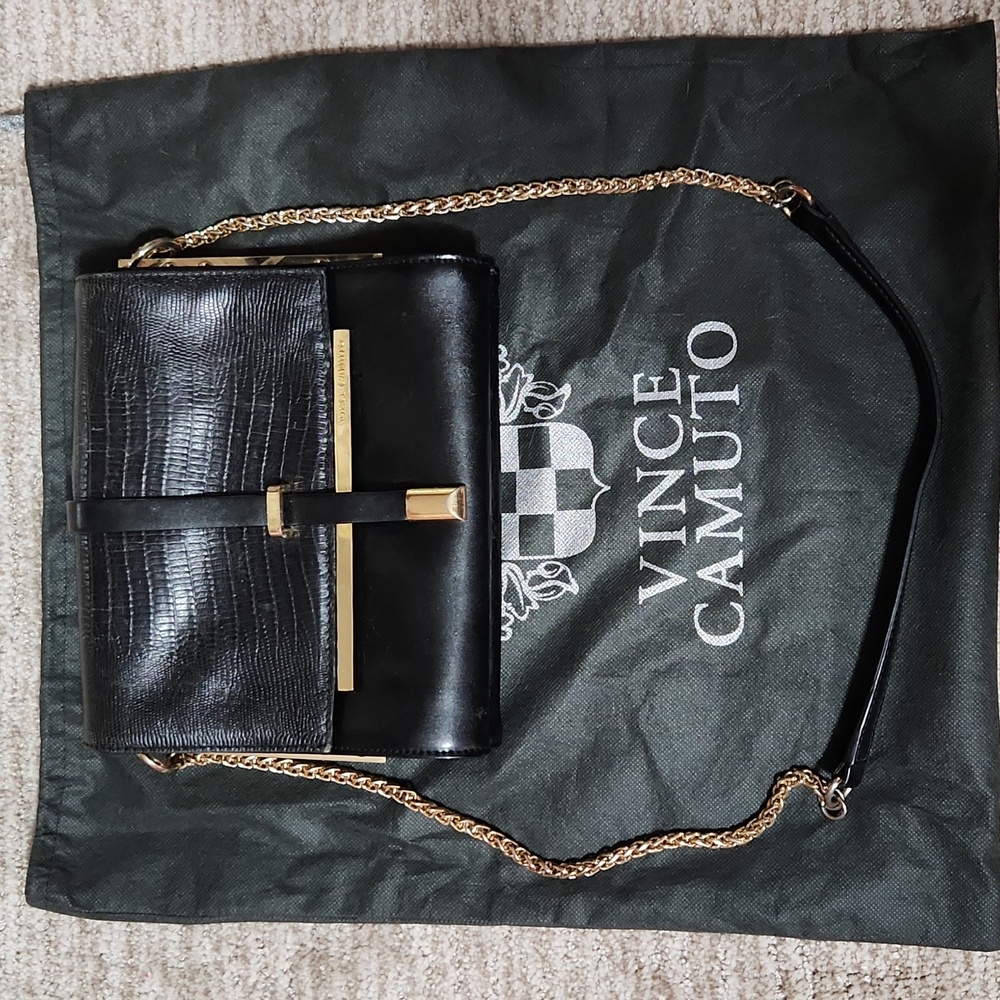 Vince Camuto Leila Black Leather Cross Body Bag